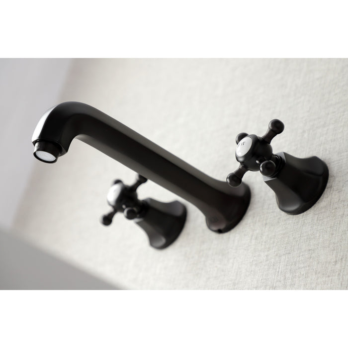 Kingston Tulare KS4125BX - Metropolitan Double-Handle 3-Hole Wall Mount Bathroom Faucet, Oil Rubbed Bronze
