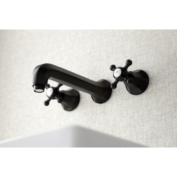 Kingston Tulare KS4125BX - Metropolitan Double-Handle 3-Hole Wall Mount Bathroom Faucet, Oil Rubbed Bronze