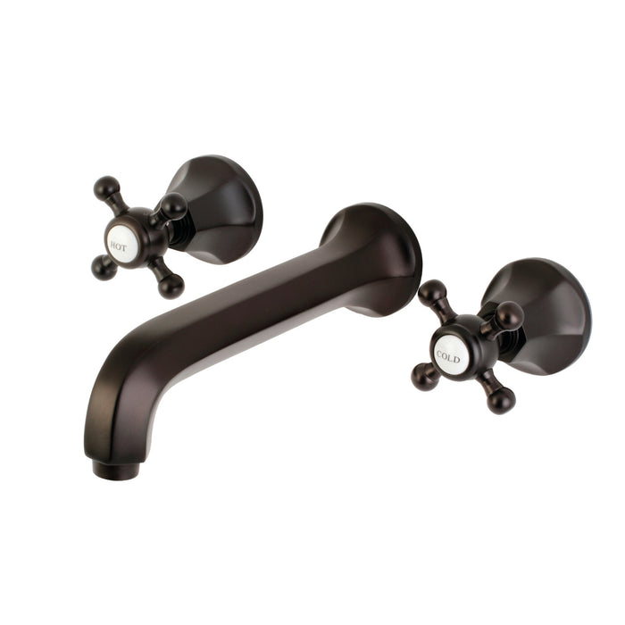Kingston Tulare KS4125BX - Metropolitan Double-Handle 3-Hole Wall Mount Bathroom Faucet, Oil Rubbed Bronze