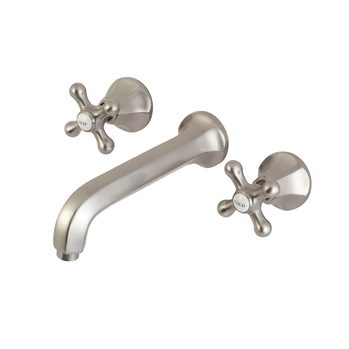 Kingston Tulare KS4128AX - Metropolitan Double-Handle 3-Hole Wall Mount Bathroom Faucet, Brushed Nickel