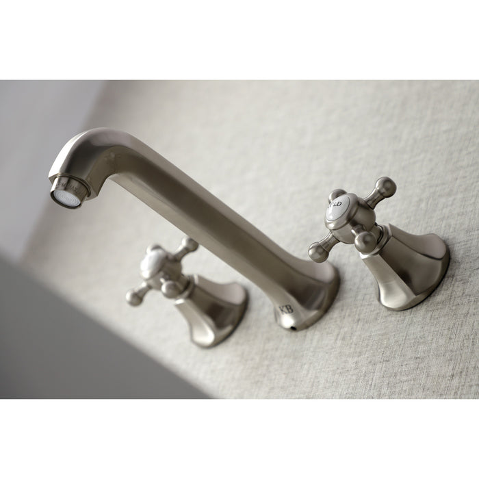 Kingston Tulare KS4128BX - Metropolitan Double-Handle 3-Hole Wall Mount Bathroom Faucet, Brushed Nickel