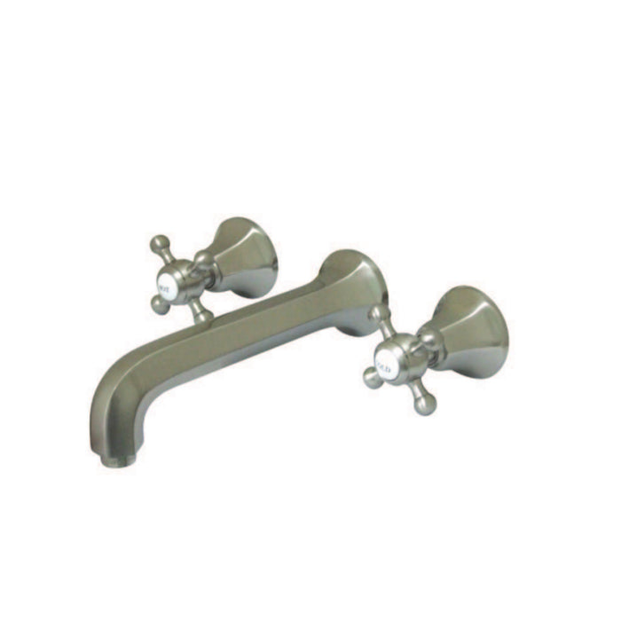 Kingston Tulare KS4128BX - Metropolitan Double-Handle 3-Hole Wall Mount Bathroom Faucet, Brushed Nickel