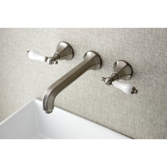 Metropolitan KS4128PL Two-Handle 3-Hole Wall Mount Bathroom Faucet, Brushed Nickel