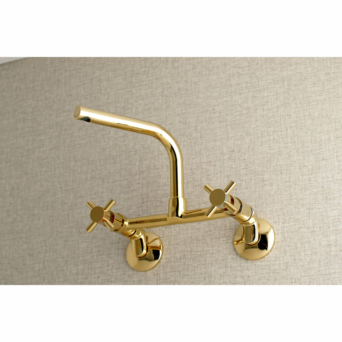 Kingston Sona KS412PB - Concord Two-Handle 2-Hole Wall Mount Kitchen Faucet, Polished Brass
