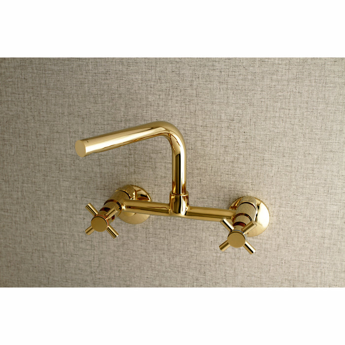 Concord KS412PB Two-Handle 2-Hole Wall Mount Kitchen Faucet, Polished Brass