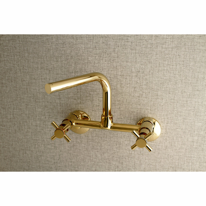 Kingston Sona KS412PB - Concord Two-Handle 2-Hole Wall Mount Kitchen Faucet, Polished Brass