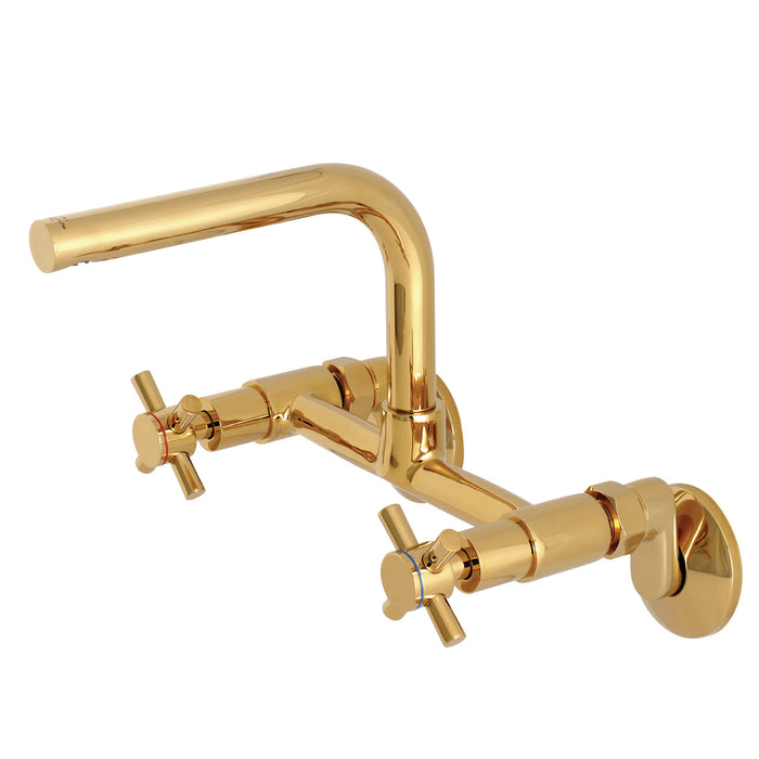 Kingston Sona KS412PB - Concord Two-Handle 2-Hole Wall Mount Kitchen Faucet, Polished Brass