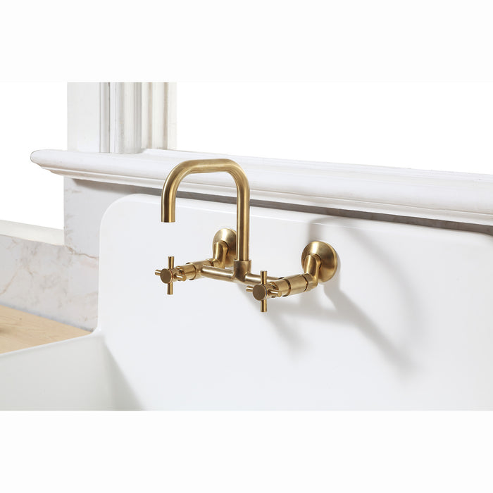 Concord KS413SB Two-Handle 2-Hole Wall Mount Kitchen Faucet, Brushed Brass