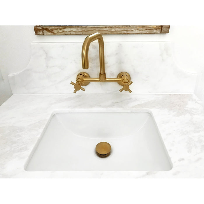 Concord KS413SB Two-Handle 2-Hole Wall Mount Kitchen Faucet, Brushed Brass