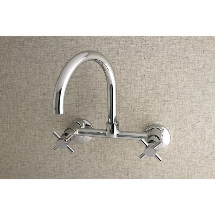 Kingston Sona KS414C - Concord Two-Handle 2-Hole Wall Mount Kitchen Faucet, Polished Chrome
