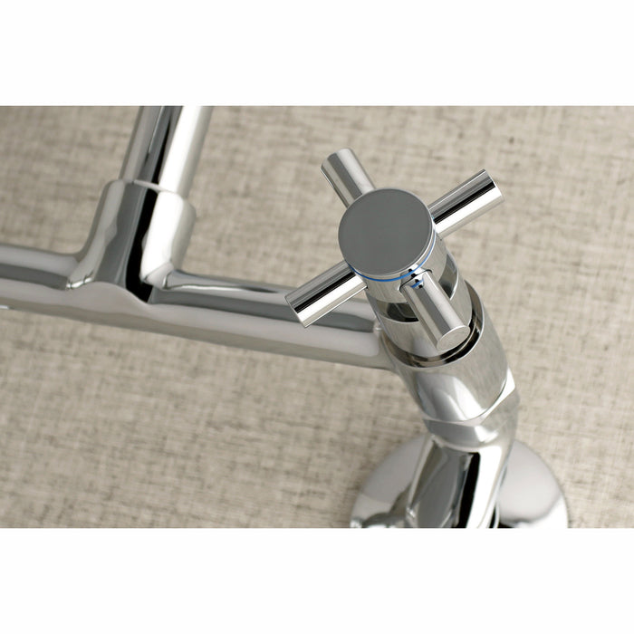 Kingston Sona KS414C - Concord Two-Handle 2-Hole Wall Mount Kitchen Faucet, Polished Chrome