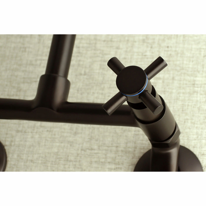 Concord KS414ORB Double-Handle 2-Hole Wall-Mount Bridge Kitchen Faucet, Oil Rubbed Bronze