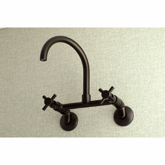 Concord KS414ORB Double-Handle 2-Hole Wall-Mount Bridge Kitchen Faucet, Oil Rubbed Bronze