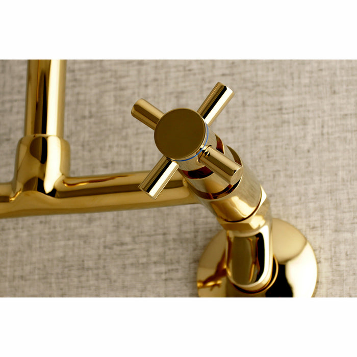 Kingston Sona KS414PB - Concord Two-Handle 2-Hole Wall Mount Kitchen Faucet, Polished Brass