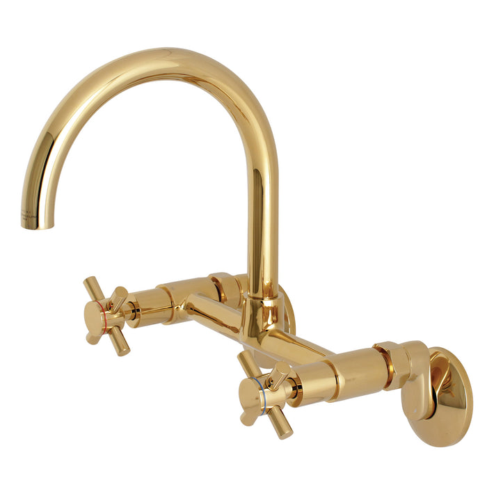 Kingston Sona KS414PB - Concord Two-Handle 2-Hole Wall Mount Kitchen Faucet, Polished Brass