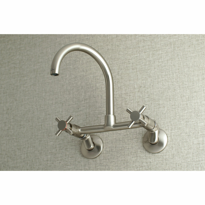 Kingston Sona KS414SN - Concord Two-Handle 2-Hole Wall Mount Kitchen Faucet, Brushed Nickel