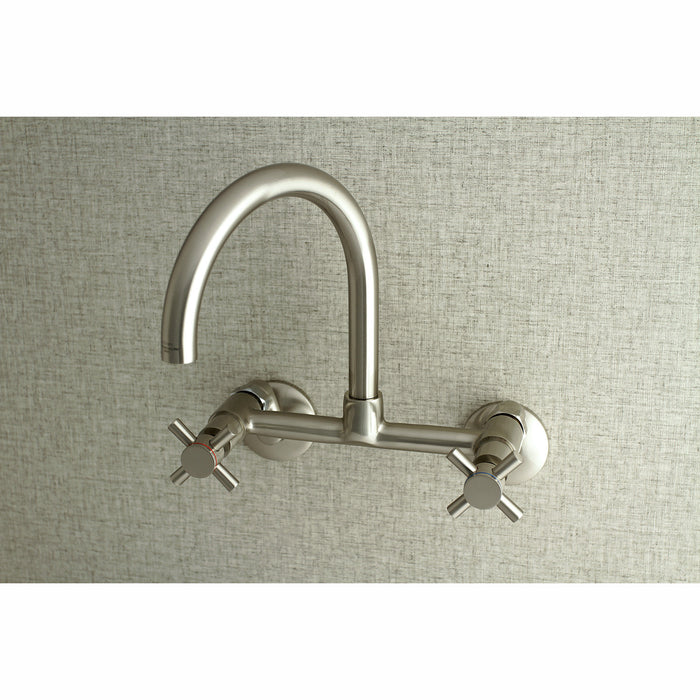 Kingston Sona KS414SN - Concord Two-Handle 2-Hole Wall Mount Kitchen Faucet, Brushed Nickel