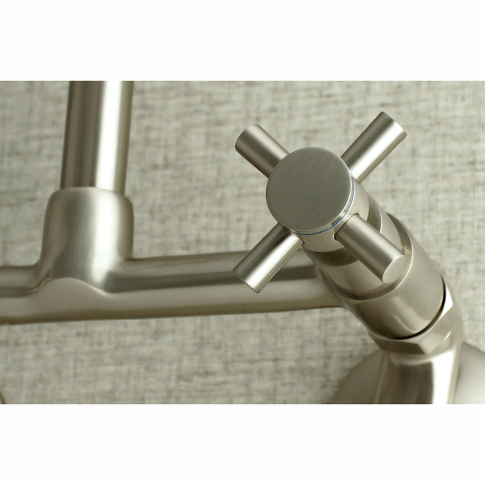 Kingston Sona KS414SN - Concord Two-Handle 2-Hole Wall Mount Kitchen Faucet, Brushed Nickel