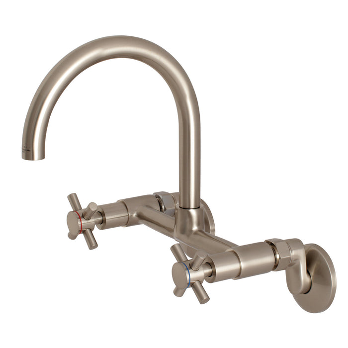 Kingston Sona KS414SN - Concord Two-Handle 2-Hole Wall Mount Kitchen Faucet, Brushed Nickel