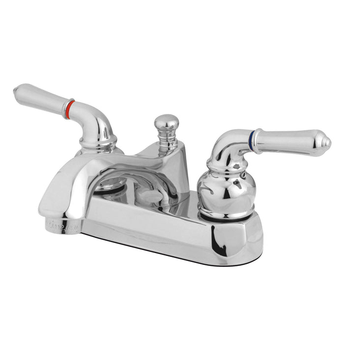 KS4261NML Two-Handle 3-Hole Deck Mount 4" Centerset Bathroom Faucet with Brass Pop-Up, Polished Chrome
