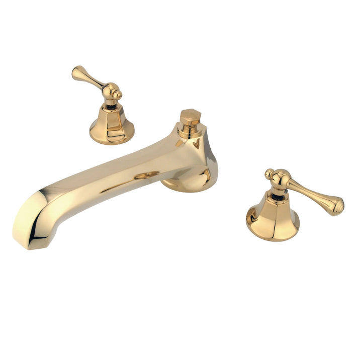 Kingston Tulare KS4302BL - Vintage Two-Handle 3-Hole Deck Mount Roman Tub Faucet, Polished Brass