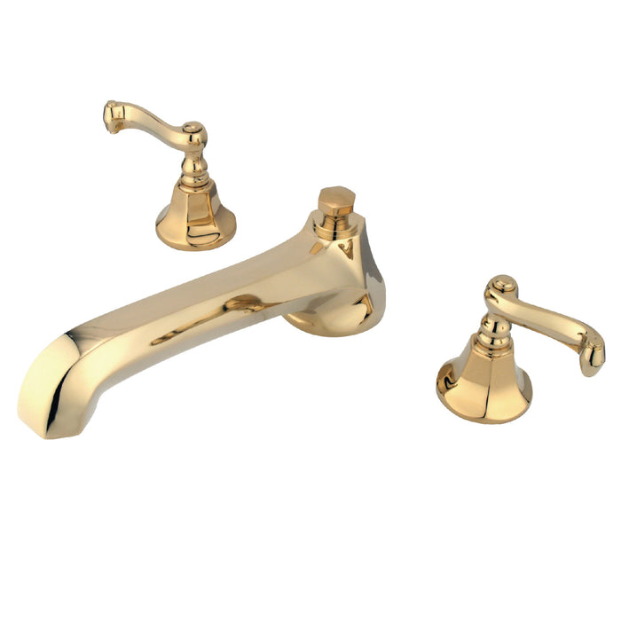 Kingston Tulare KS4302FLTwo-Handle 3-Hole Deck Mount Roman Tub Faucet, Polished Brass
