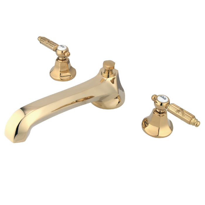 Kingston Tulare KS4302GL - Georgian Two-Handle 3-Hole Deck Mount Roman Tub Faucet, Polished Brass
