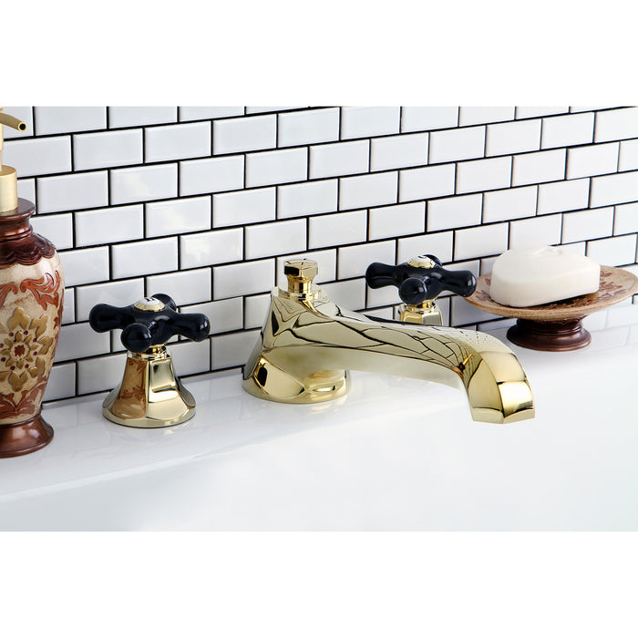 Kingston Tulare KS4302PKX - Duchess Two-Handle 3-Hole Deck Mount Roman Tub Faucet, Polished Brass