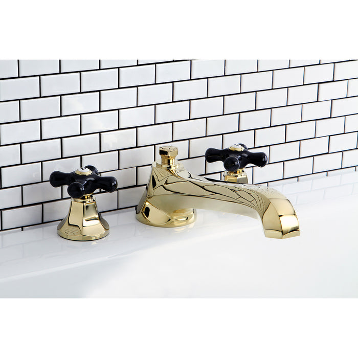 Kingston Tulare KS4302PKX - Duchess Two-Handle 3-Hole Deck Mount Roman Tub Faucet, Polished Brass