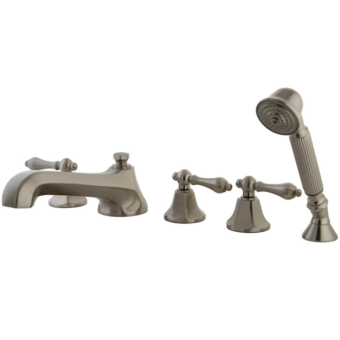 Millennium KS43085AL Three-Handle 5-Hole Deck Mount Roman Tub Faucet with Hand Shower, Brushed Nickel