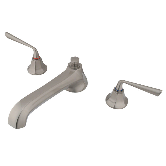 Kingston Tulare KS4308ZL - Silver Sage Two-Handle 3-Hole Deck Mount Roman Tub Faucet, Brushed Nickel