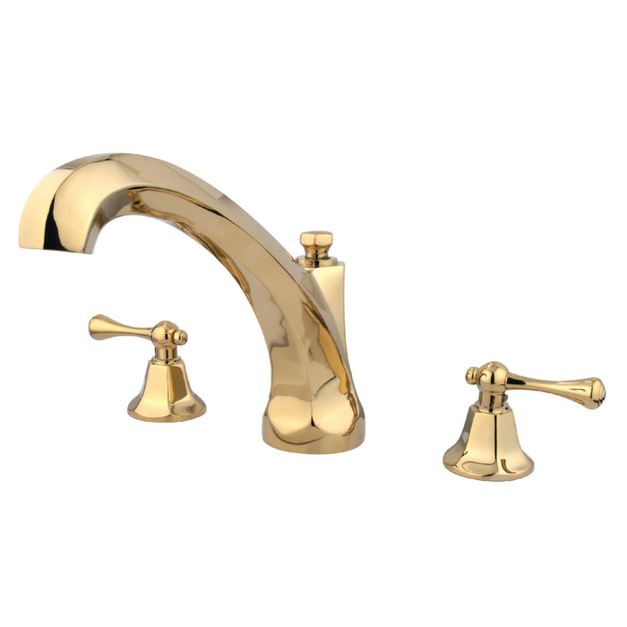 Kingston Tulare KS4322BL - Vintage Two-Handle 3-Hole Deck Mount Roman Tub Faucet, Polished Brass