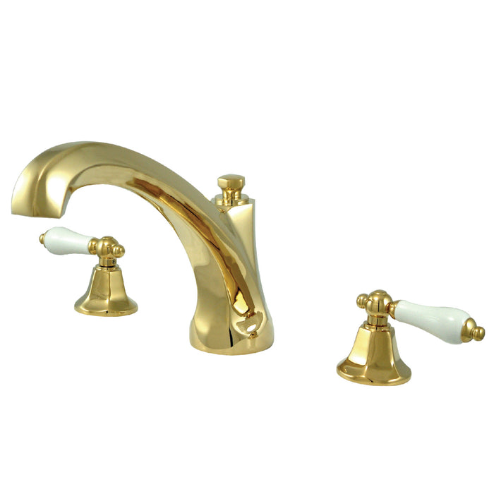Kingston Tulare KS4322PL - Metropolitan Two-Handle 3-Hole Deck Mount Roman Tub Faucet, Polished Brass
