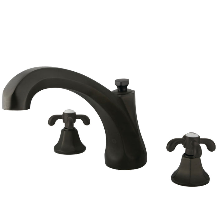 Kingston Tulare KS4325TX - Vintage Two-Handle 3-Hole Deck Mount Roman Tub Faucet, Oil Rubbed Bronze