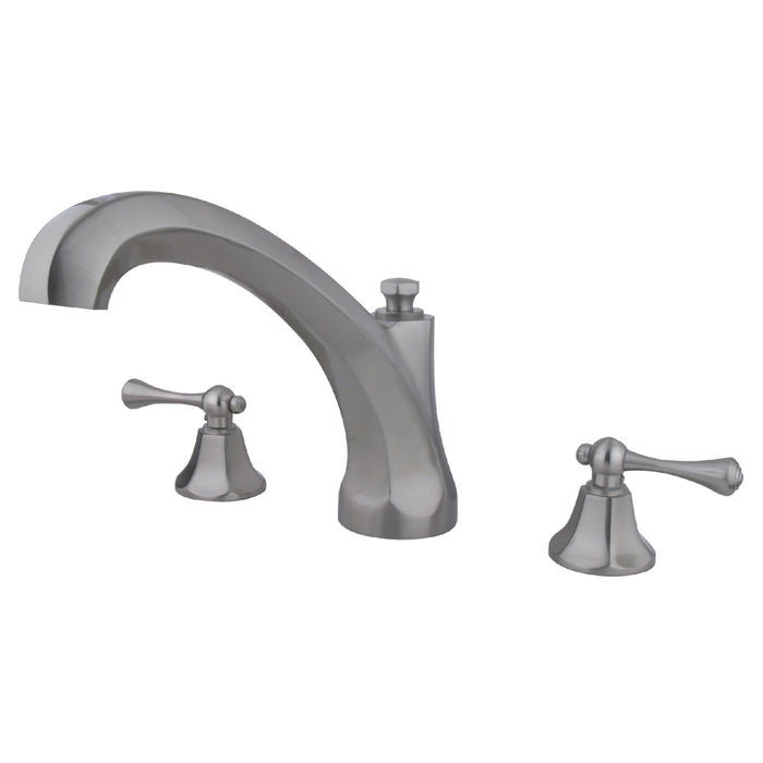 Kingston Tulare KS4328BL - Vintage Two-Handle 3-Hole Deck Mount Roman Tub Faucet, Brushed Nickel