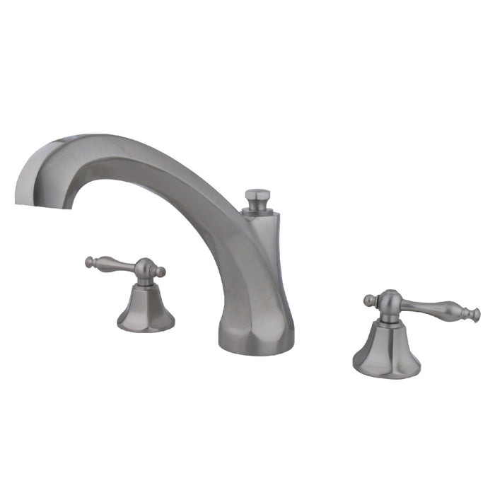 Kingston Heirloom KS4328NL - Metropolitan Two-Handle 3-Hole Deck Mount Roman Tub Faucet, Brushed Nickel