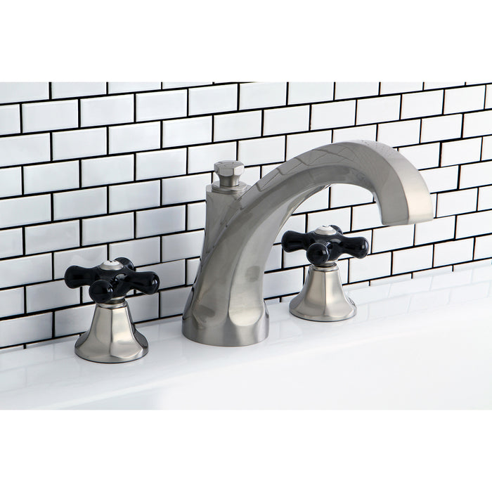 Kingston Tulare KS4328PKX - Duchess Two-Handle 3-Hole Deck Mount Roman Tub Faucet, Brushed Nickel