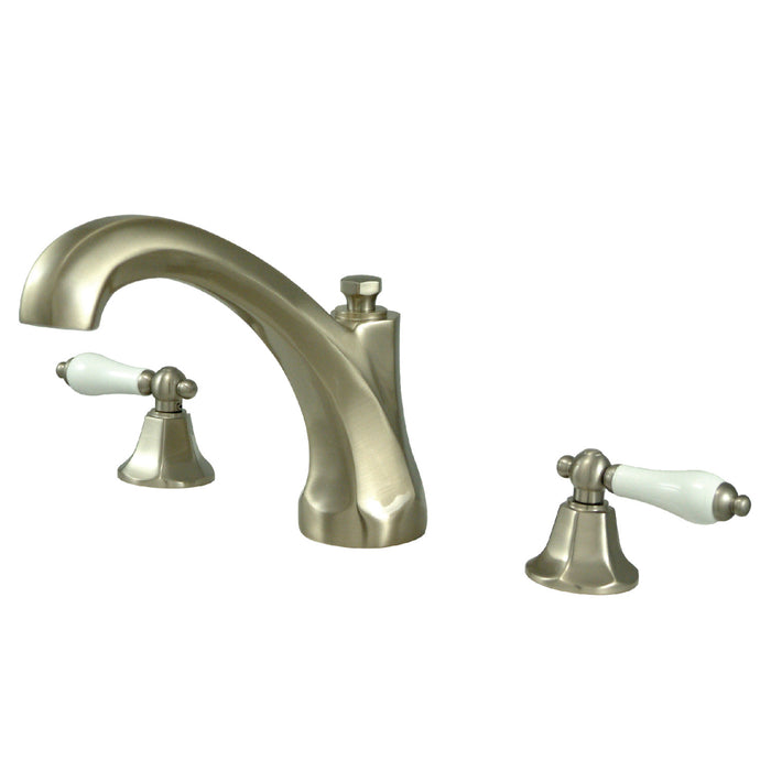 Kingston Tulare KS4328PL - Metropolitan Two-Handle 3-Hole Deck Mount Roman Tub Faucet, Brushed Nickel