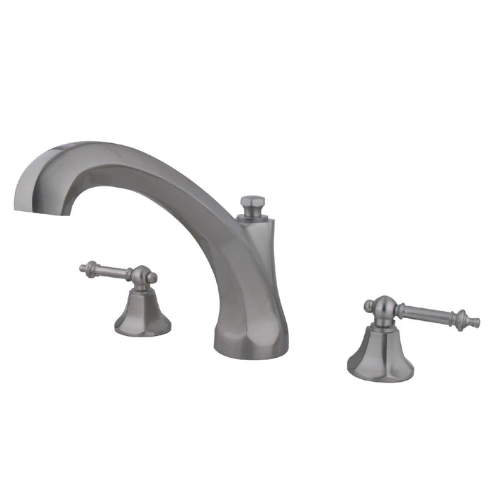Kingston Heirloom KS4328TL - Metropolitan Two-Handle 3-Hole Deck Mount Roman Tub Faucet, Brushed Nickel