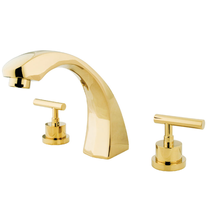 Kingston Tulare KS4362CML - Manhattan Two-Handle 3-Hole Deck Mount Roman Tub Faucet, Polished Brass