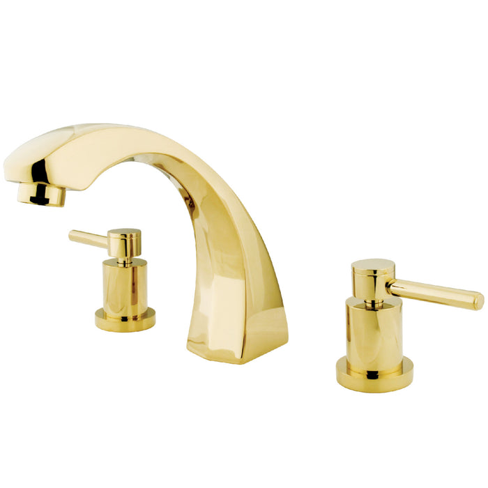 Kingston Tulare KS4362DL - Concord Two-Handle 3-Hole Deck Mount Roman Tub Faucet, Polished Brass