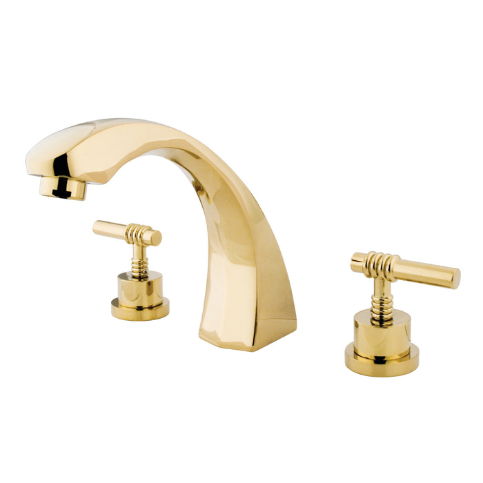 Kingston Tulare KS4362MLTwo-Handle 3-Hole Deck Mount Roman Tub Faucet, Polished Brass