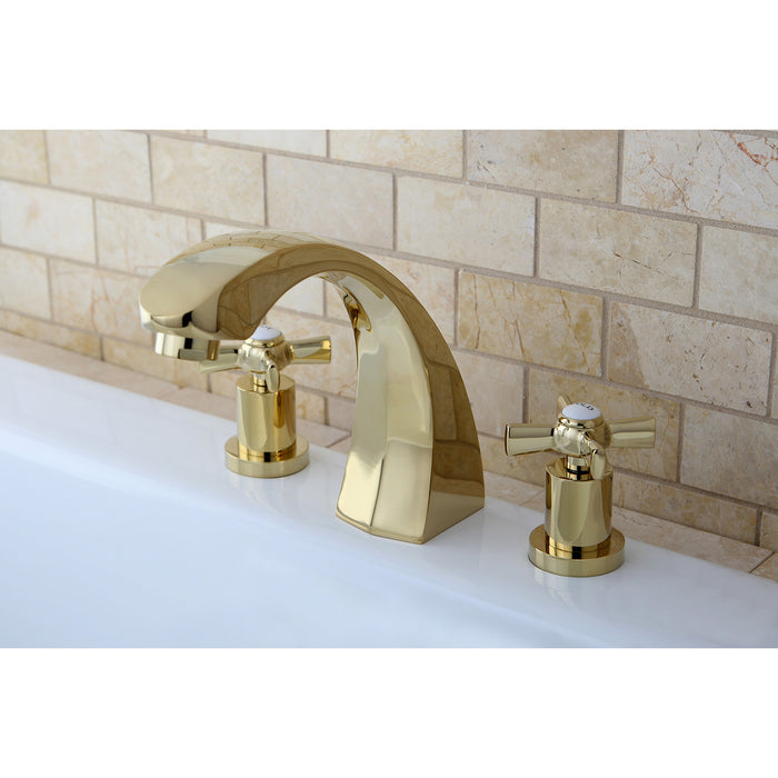Kingston Tulare KS4362ZX - Millennium Two-Handle 3-Hole Deck Mount Roman Tub Faucet, Polished Brass