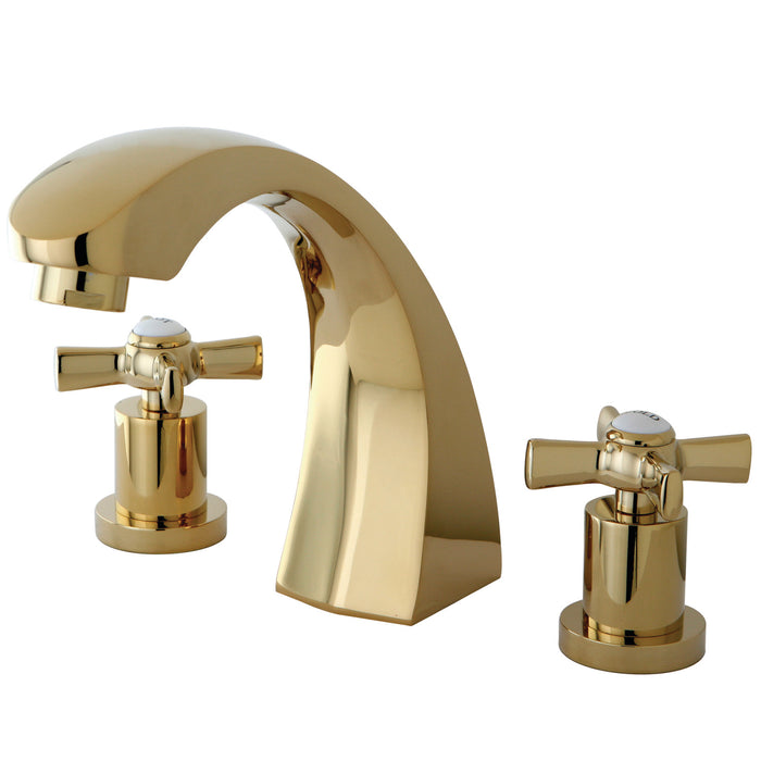 Kingston Tulare KS4362ZX - Millennium Two-Handle 3-Hole Deck Mount Roman Tub Faucet, Polished Brass