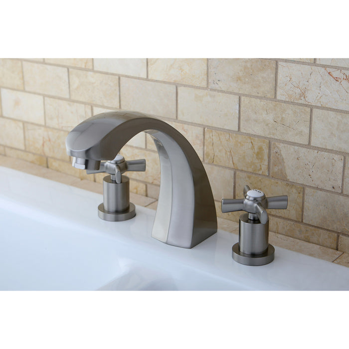 Kingston Tulare KS4368ZX - Millennium Two-Handle 3-Hole Deck Mount Roman Tub Faucet, Brushed Nickel