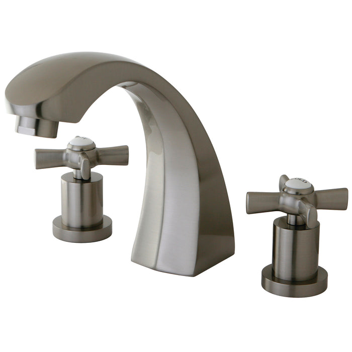 Kingston Tulare KS4368ZX - Millennium Two-Handle 3-Hole Deck Mount Roman Tub Faucet, Brushed Nickel