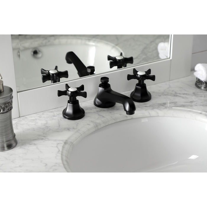 Hamilton KS4460NX Two-Handle 3-Hole Deck Mount Widespread Bathroom Faucet with Brass Pop-Up, Matte Black