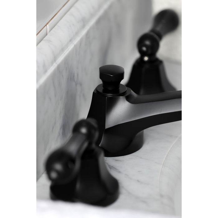 Duchess KS4460PKL Two-Handle 3-Hole Deck Mount Widespread Bathroom Faucet with Brass Pop-Up, Matte Black