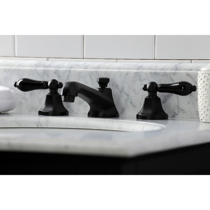 Duchess KS4460PKL Two-Handle 3-Hole Deck Mount Widespread Bathroom Faucet with Brass Pop-Up, Matte Black