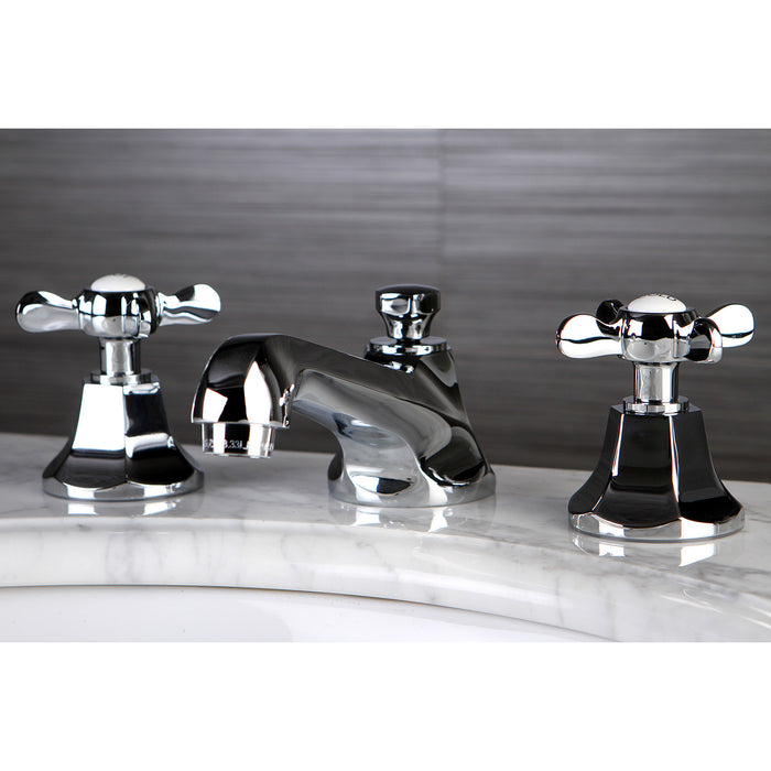 Essex KS4461BEX Two-Handle 3-Hole Deck Mount Widespread Bathroom Faucet with Brass Pop-Up, Polished Chrome